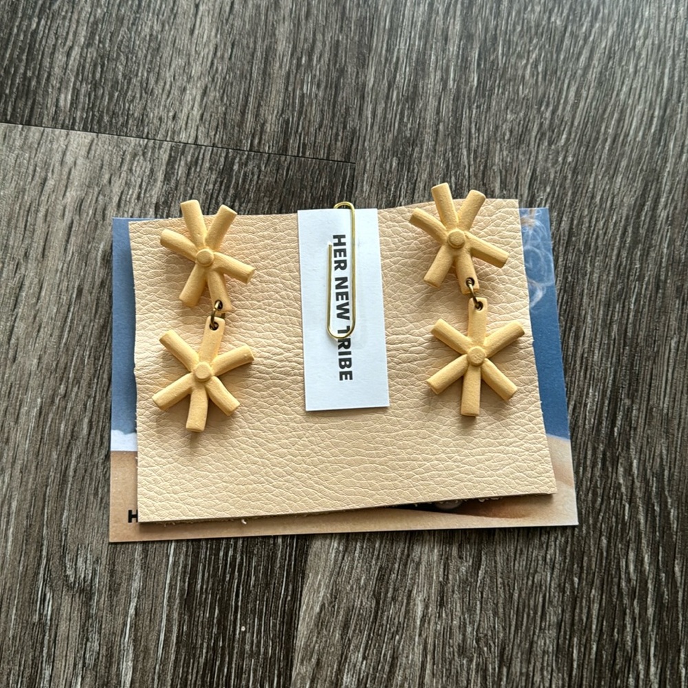 Yellow Flower Drop Earrings
